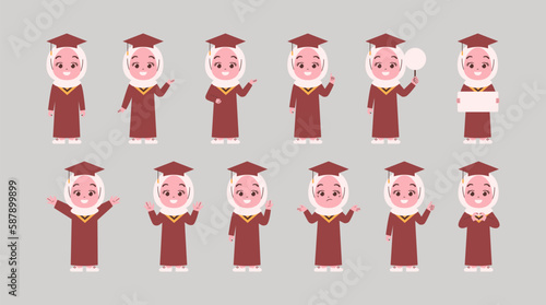 Female Girl Wear Graduation uniform