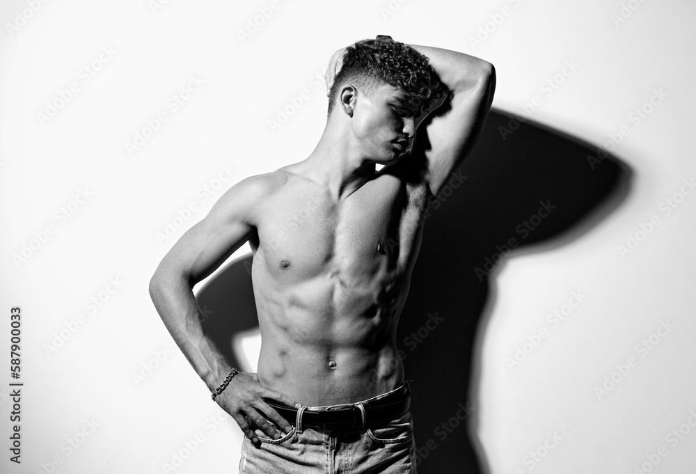 man studio beauty strength stylish bodybuilder bodybuilding athletic