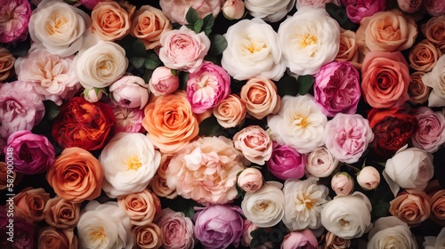 beautiful roses background - Generative AI
