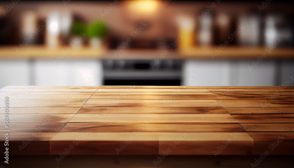 Rustic Farmhouse Kitchen - Empty Wooden Table with Out-of-Focus Lights Bokeh (Generative AI) Rustic Farmhouse Kitchen - Empty Wooden Table with Out-of-Focus Lights Bokeh (Generative AI)