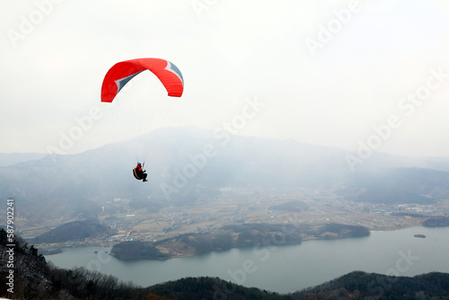 paraglider over the mountains