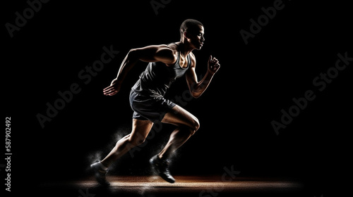 Runner on the start isolated background Generated AI © bahadirbermekphoto