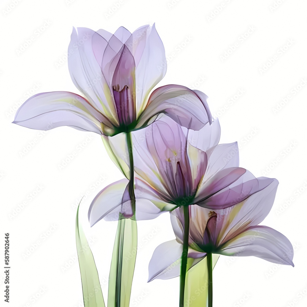 Fototapeta premium Color glass flower isolated on white, purple Lily 04