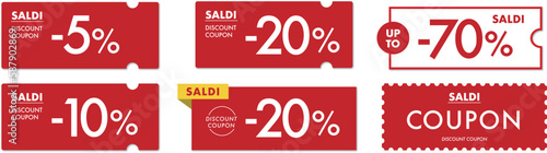 イタリアのセールに使える赤のクーポンベクターアイコンセット