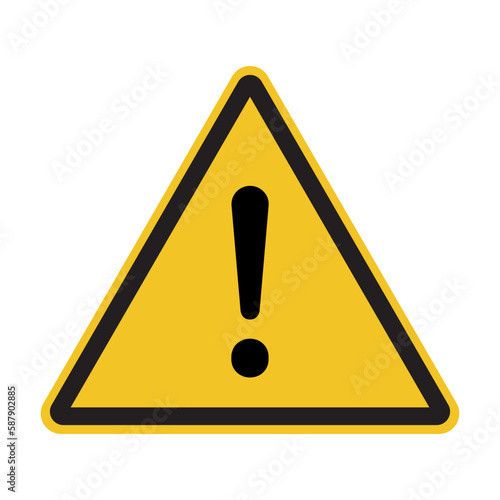 Caution sign. yellow danger warning vector. attention alert symbol. triangle clipart for toxic chemicals beware. vector icon for safety advisory. general caution signs indicate precaution prevention. photo