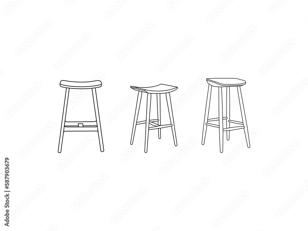 Vecteur Stock stool outline icon.Clipart image isolated on white