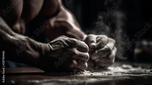 athlete getting ready for weight lifting training Generated AI