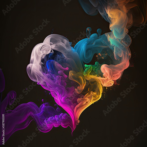 A heart made of smoke, created with Generative AI technology. © LeBarOudeur
