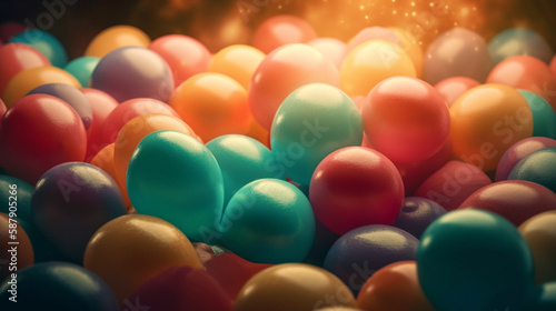 balloon spring summer, vintage background, celebration festival color gradient ball Generated AI