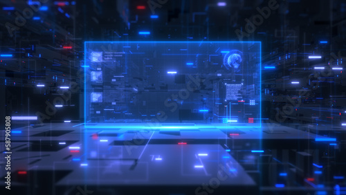 Technology abstract background digital Interface, Digital data network connection, Computer device screen, Digital cyberspace abstract background, 3d rendering