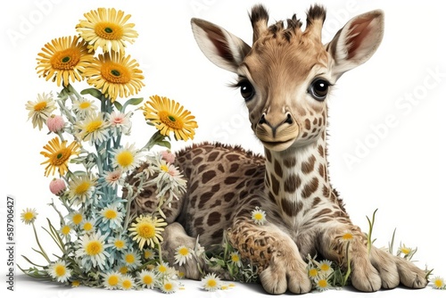 giraffe and flower
