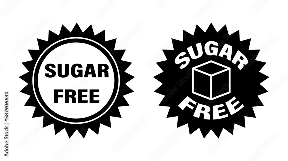 Sugar free. Two round icons in black and white colors Sugar free. Two round icons in black and white colors