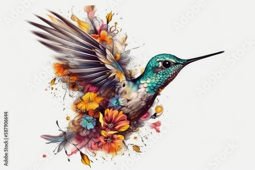 Floral Hummingbird Sublimation Clipart