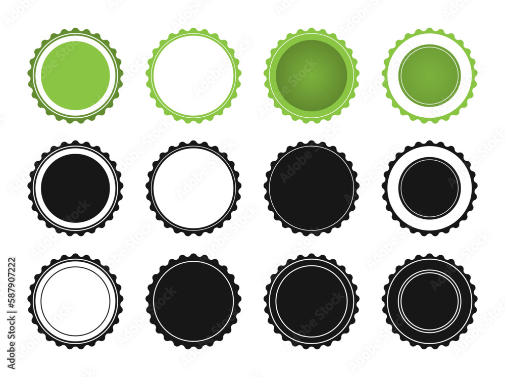 Set of simple flat round stamps Set of simple flat round stamps