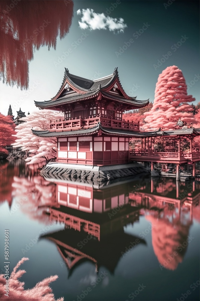 Naklejka premium Temple of Heaven, Beijing, China, Ming Dynasty, Qing Dynasty, UNESCO World Heritage Site, religious complex. Created using generative AI.