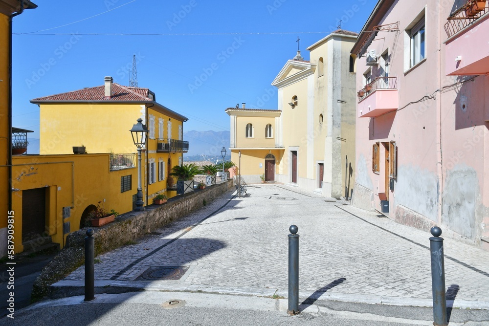 The square of Torrice, a medieval town in the province of Frosinone in Italy.