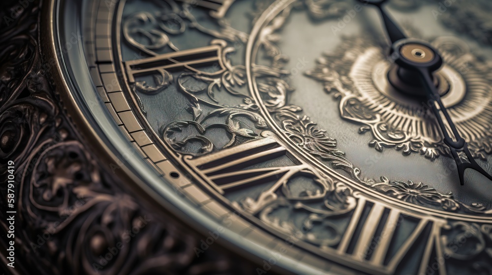 Ilustrace „ a close up of a clock face with roman numerals and a