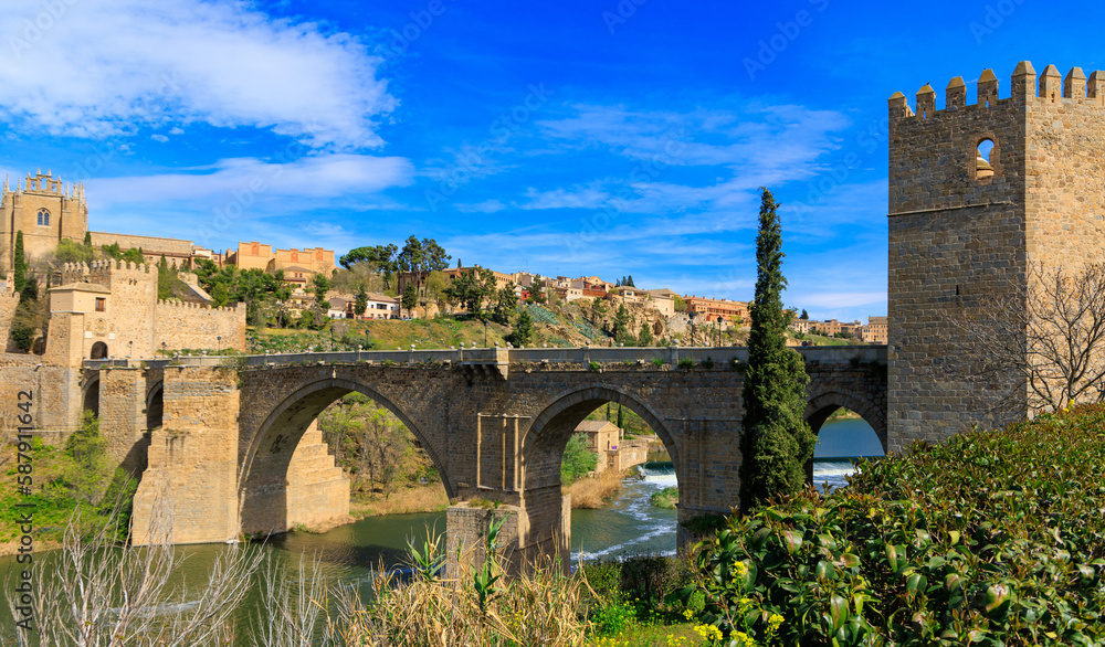Old famous bridge in Toledo,  Spain