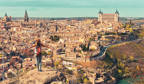 Tour tourism in Toledo panoramic city view- Spain