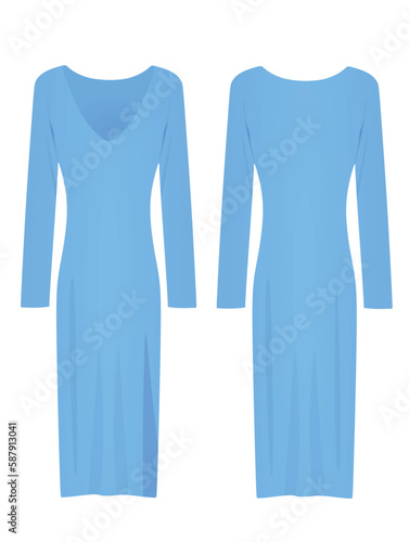 Blue woman dress. vector illustration