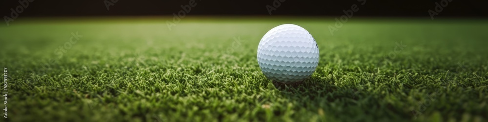 Golf Ball on Green. Banner. Generative AI. Golf Ball on Green. Banner. Generative AI.