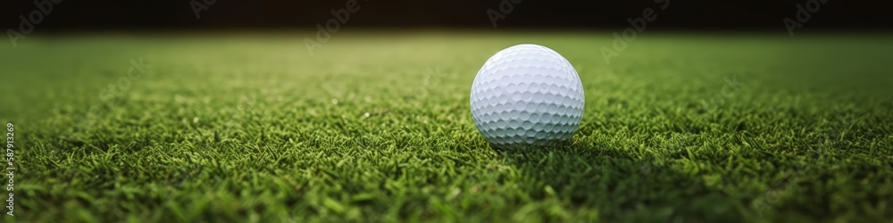 Golf Ball on Green. Banner. Generative AI. Golf Ball on Green. Banner. Generative AI.