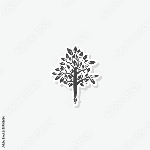 Tree nib logo design sticker