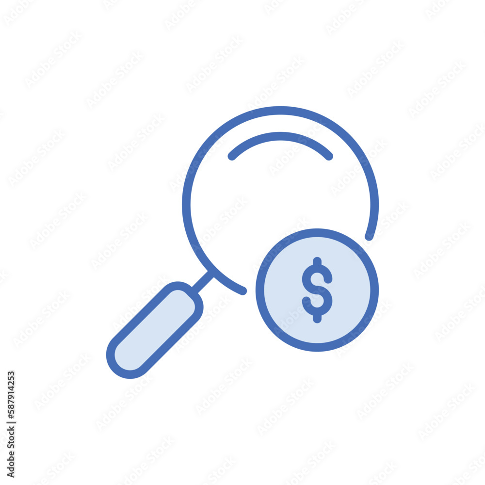 Search Money icon vector stock. Search Money icon vector stock.