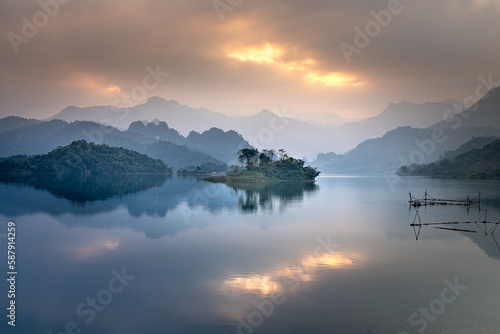 See the romantic and peaceful sunset in Thuong Lam, Tuyen Quang province, Vietnam