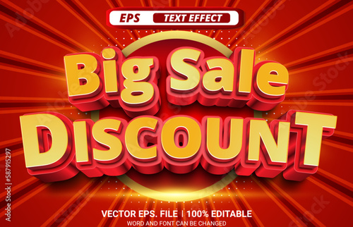 Red and yellow big sale discount editable text effect for advertisement photo