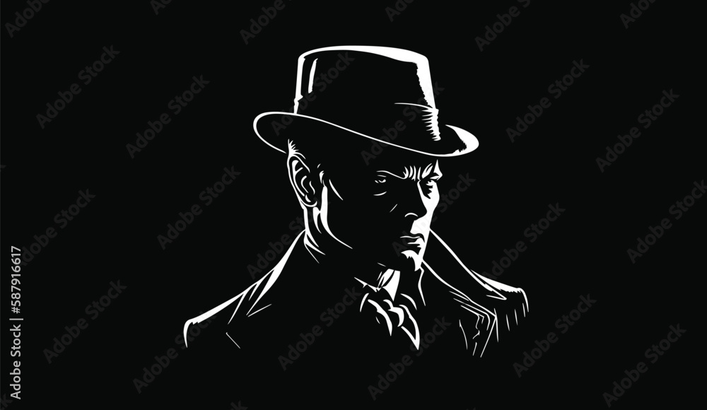 person with hat mafia vector free illustration 
