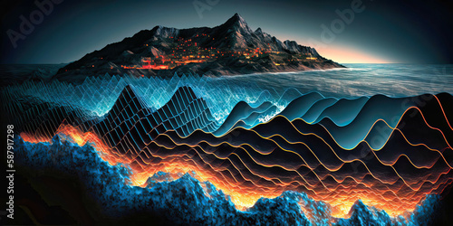 Through the power of artificial intelligence, data reported on seismic swarms are studied to predict earthquakes.image created with generative artificial intelligence. photo