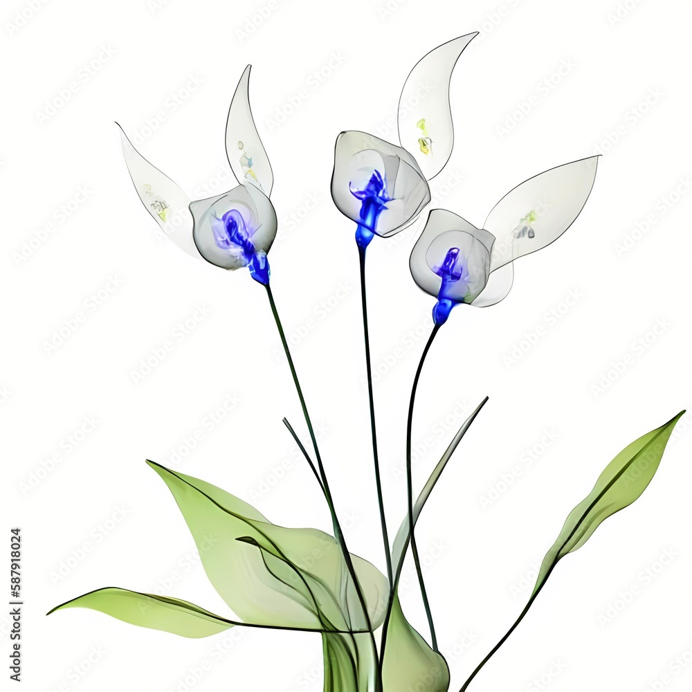 Color glass flower isolated on white, Daffodils 07 Color glass flower isolated on white, Daffodils 07