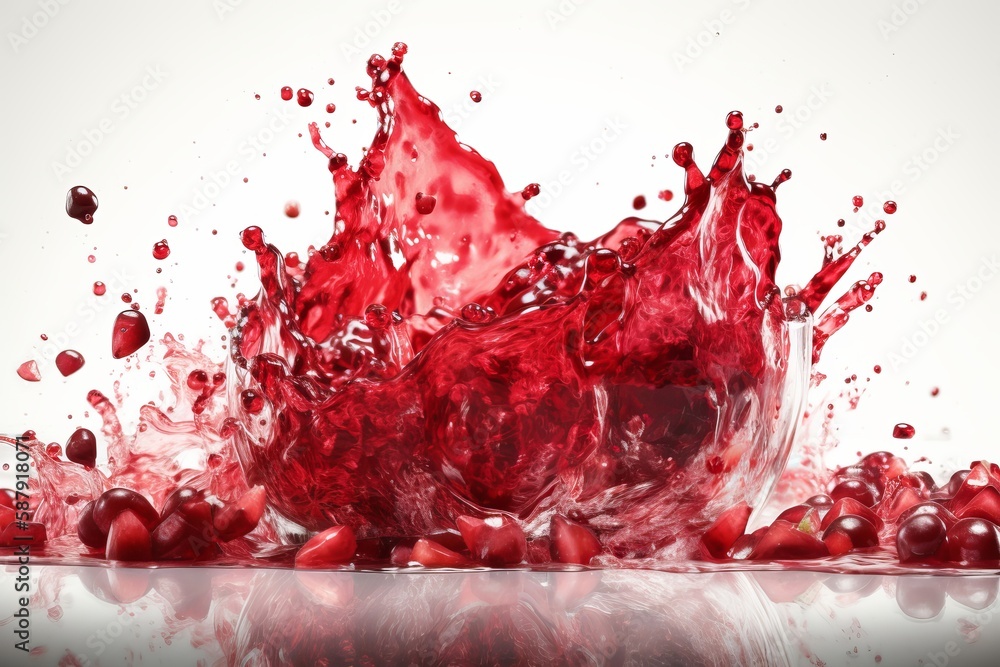 half a pomegranate on a white background half a pomegranate on a white background