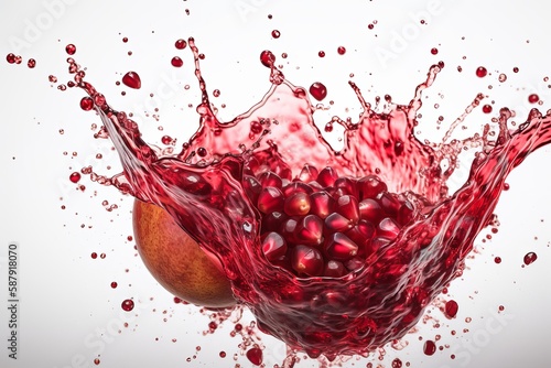 half a pomegranate on a white background