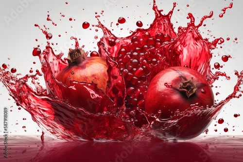 half a pomegranate on a white background
