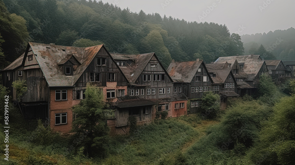 Old houses in a village in Germany. Generative AI