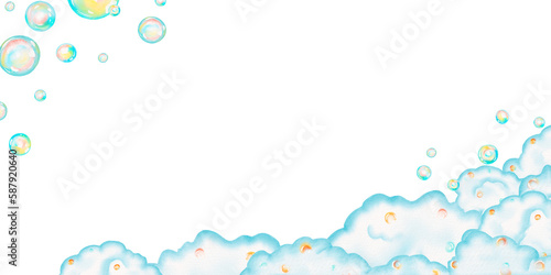 Liquid soap foam and bubbles background. Abstract illustration.