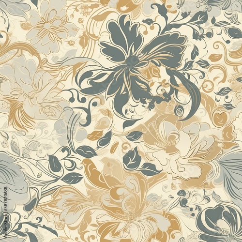 Digitales Papier. Blumen nahtloses Muster. Blumen Hintergrund. Frühling digitales Papier. Florales digitales Papier. Delicate floral seamless pattern. AI generated.