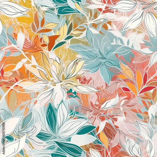 Delicate floral seamless pattern with a glossy finish. AI generated.