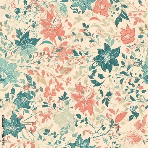 Delicate floral seamless pattern with a glossy finish. AI generated.