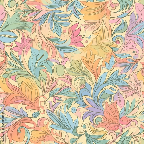 Delicate floral seamless pattern with a glossy finish. AI generated.