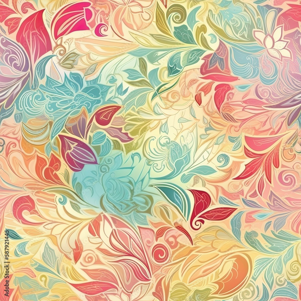 Delicate floral seamless pattern with a glossy finish. AI generated.