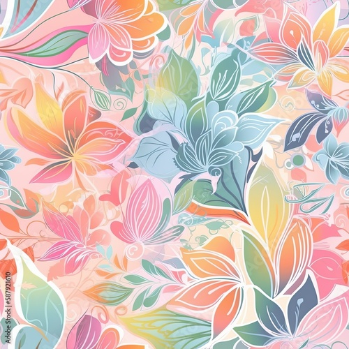 Delicate floral seamless pattern with a glossy finish. AI generated.