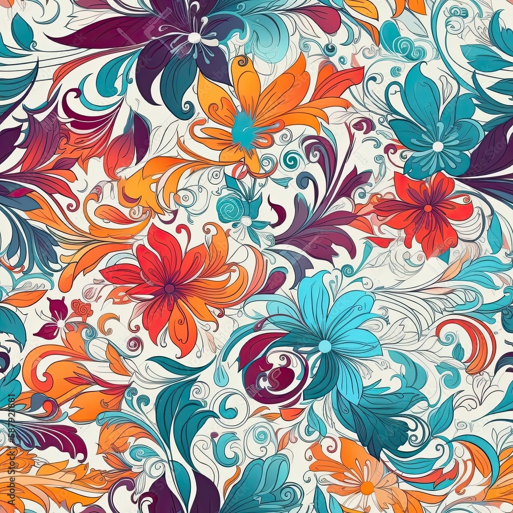Delicate floral seamless pattern with a glossy finish. AI generated. Delicate floral seamless pattern with a glossy finish. AI generated.