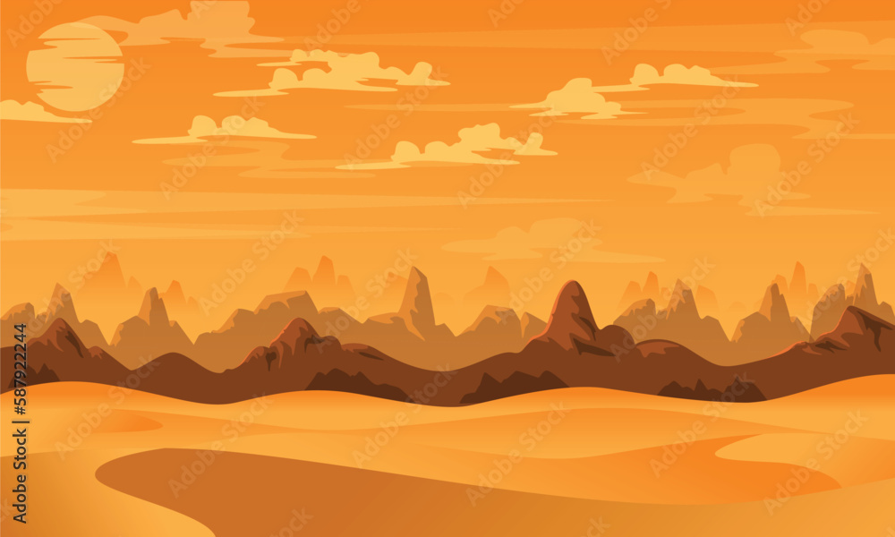 Desert Mountains Sandstone Background Vector silhouette