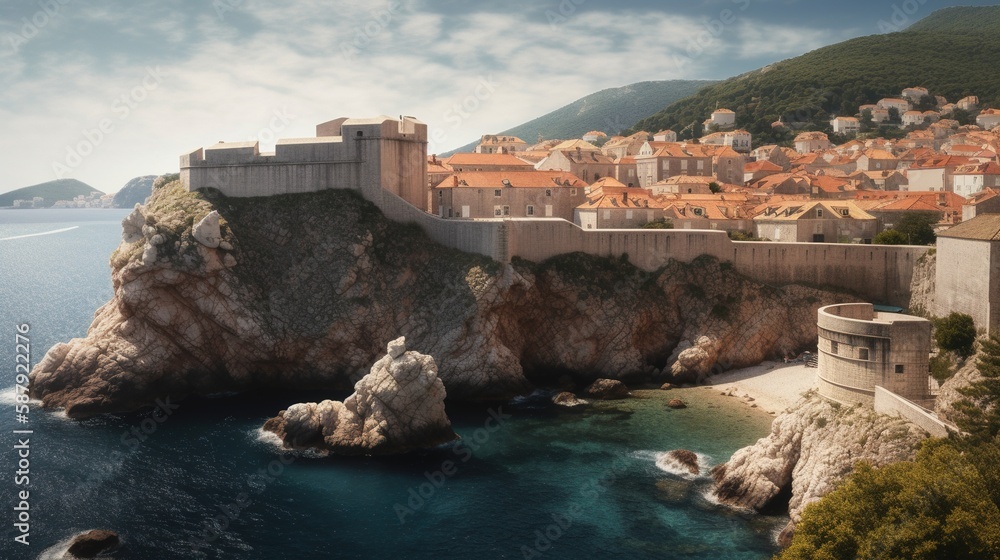  Croatia Dubrovnik City Walls photorealistic 