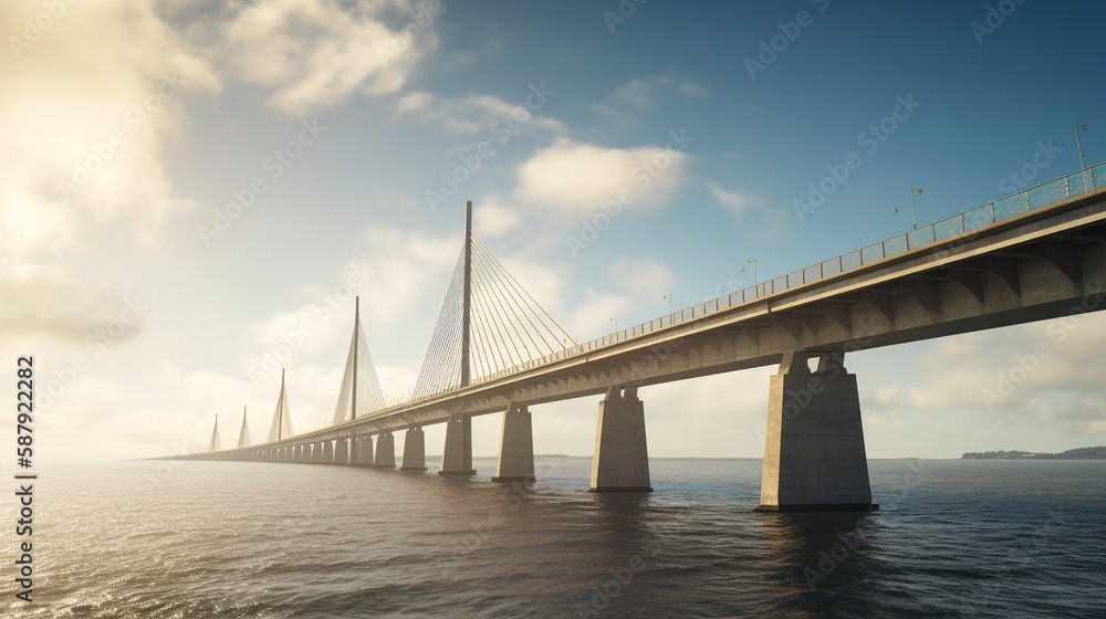 Denmark Oresund Bridge photorealistic