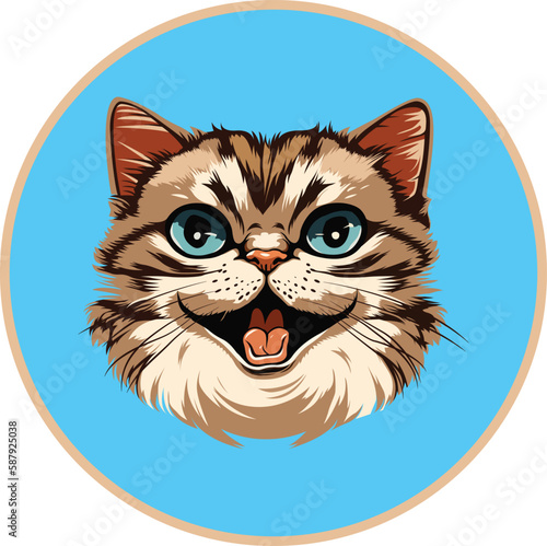 Cat Little Puff Face Vector Illustration Highly Detailed