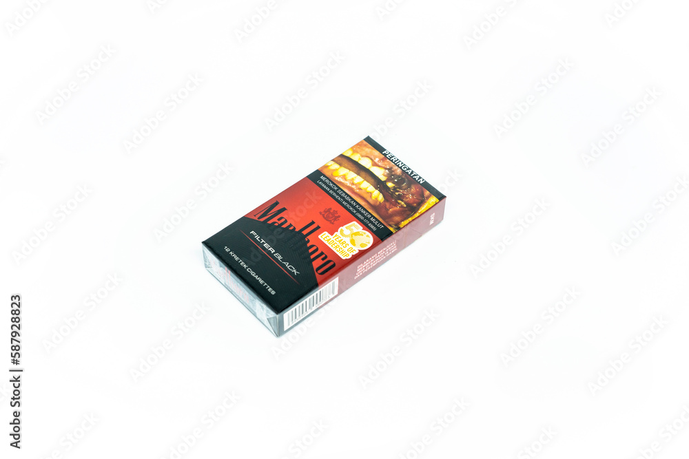 Jakarta, Indonesia. March 27, 2023 Marlboro close up. Packaged